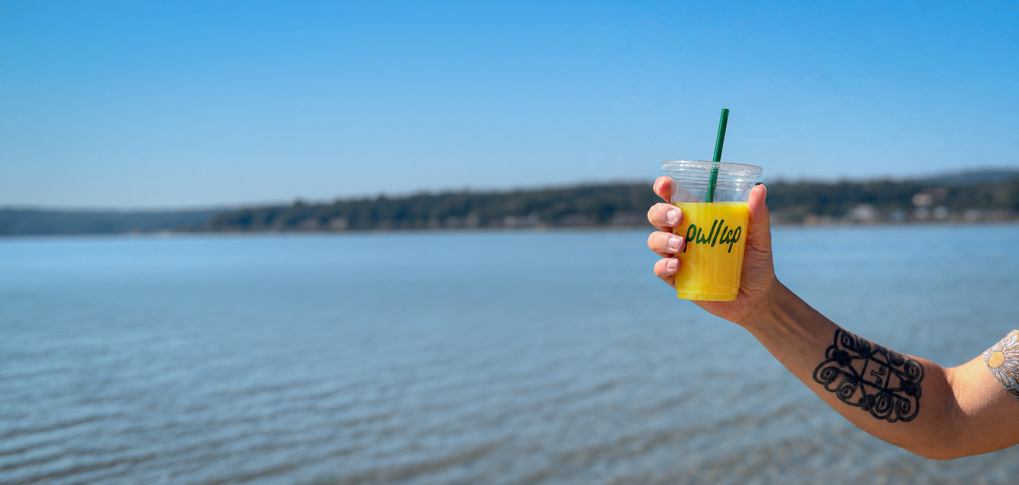 pullup juice, un verre de jus bio au bord de l'étang de thau